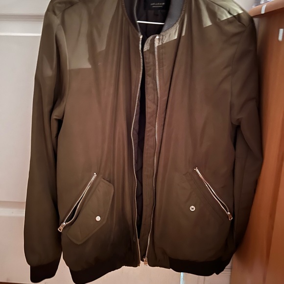 Olive Green Zara Bomber Jacket - Picture 1 of 2